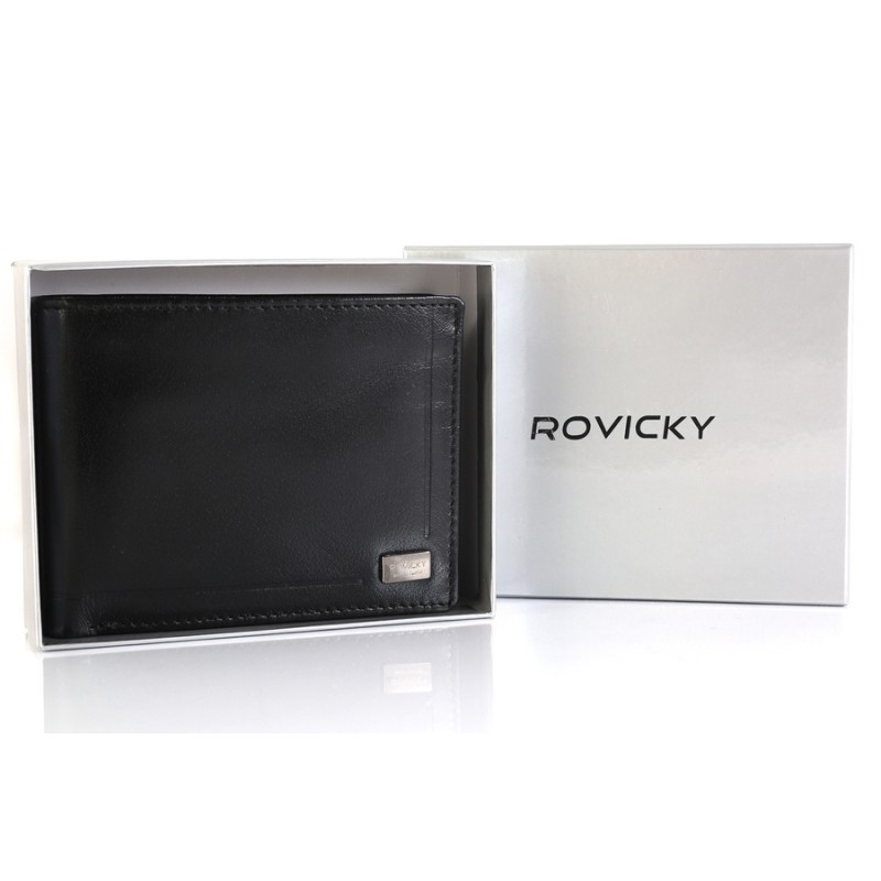 Skórzany portfel męski z ochroną kart RFID Protect - Rovicky