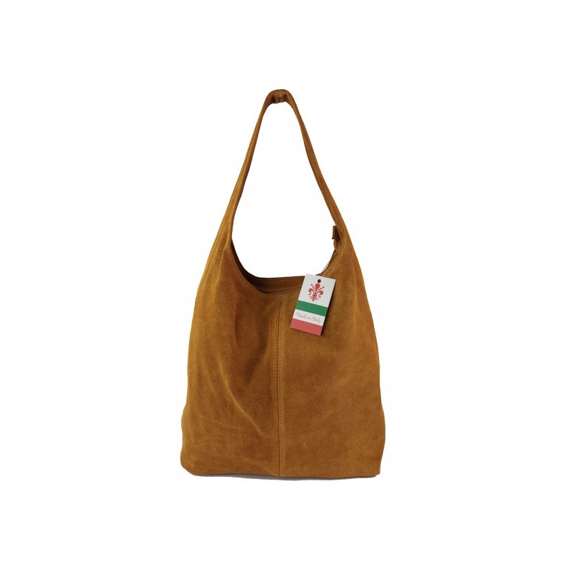 Zamszowy worek , Włoska skórzana torba xl a4  Camel shopper bag W356C