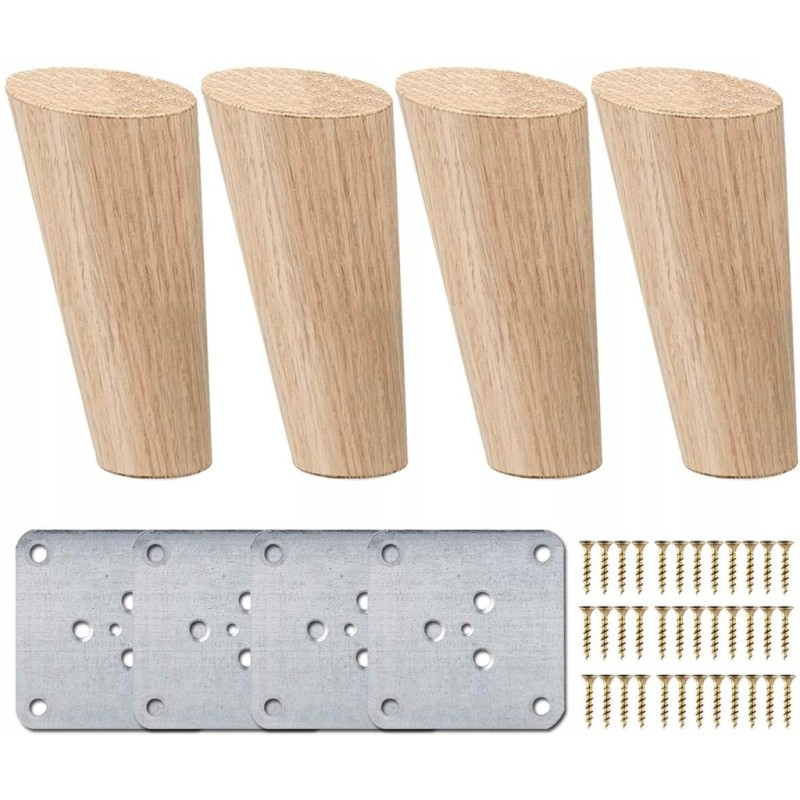 Drewniane nóżki do mebli 8 cm, zestaw La Vane 4 szt